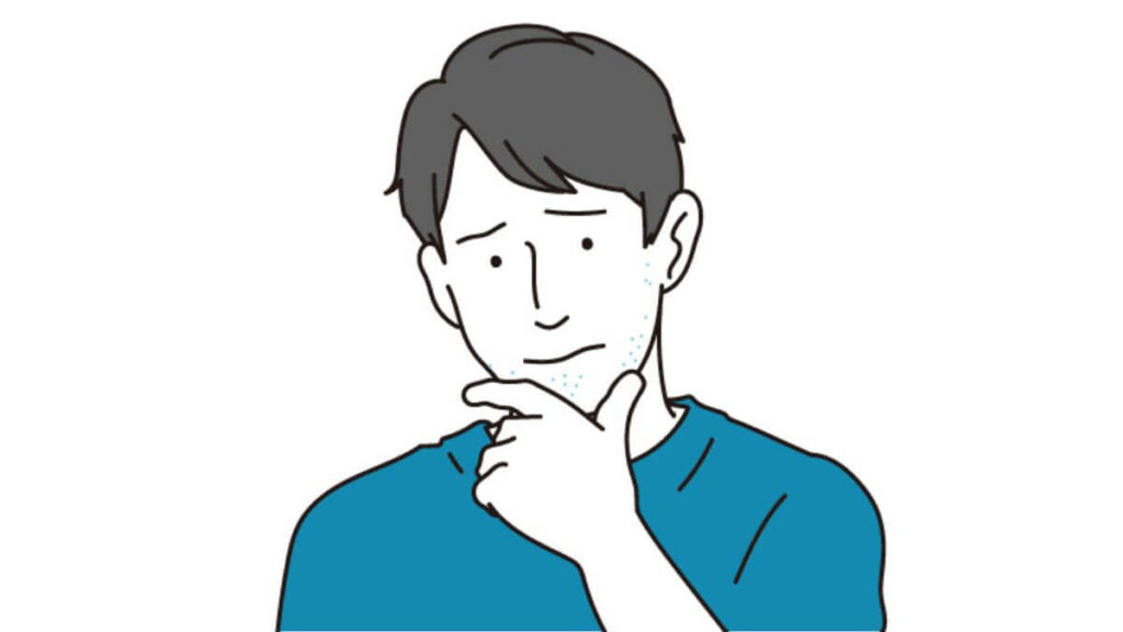 手を顎に当て考え事をする男性