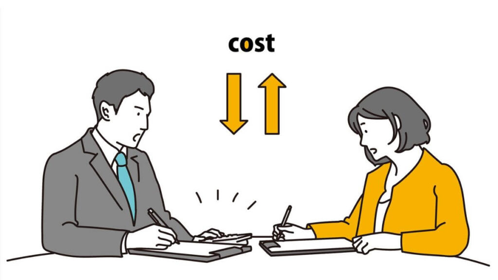 忙しく働くスーツ姿の男女