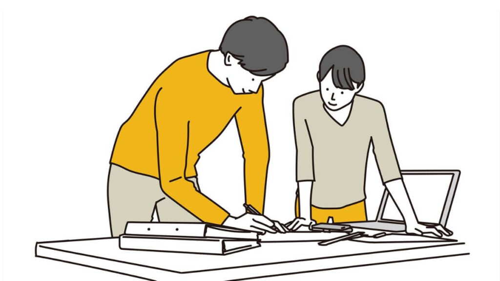 仲良く会議をする男女