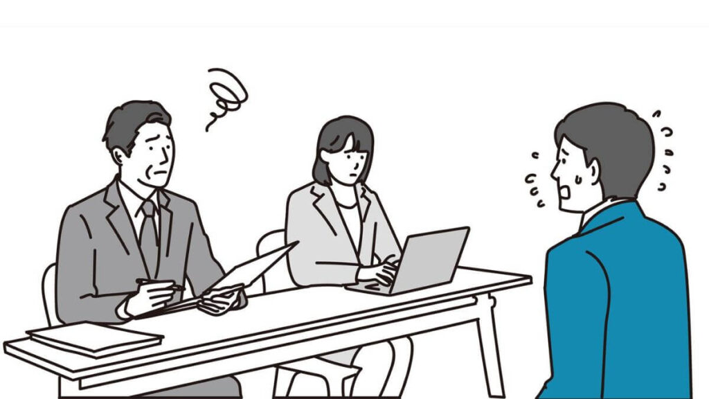 2人の面接官に理解されず焦る男性