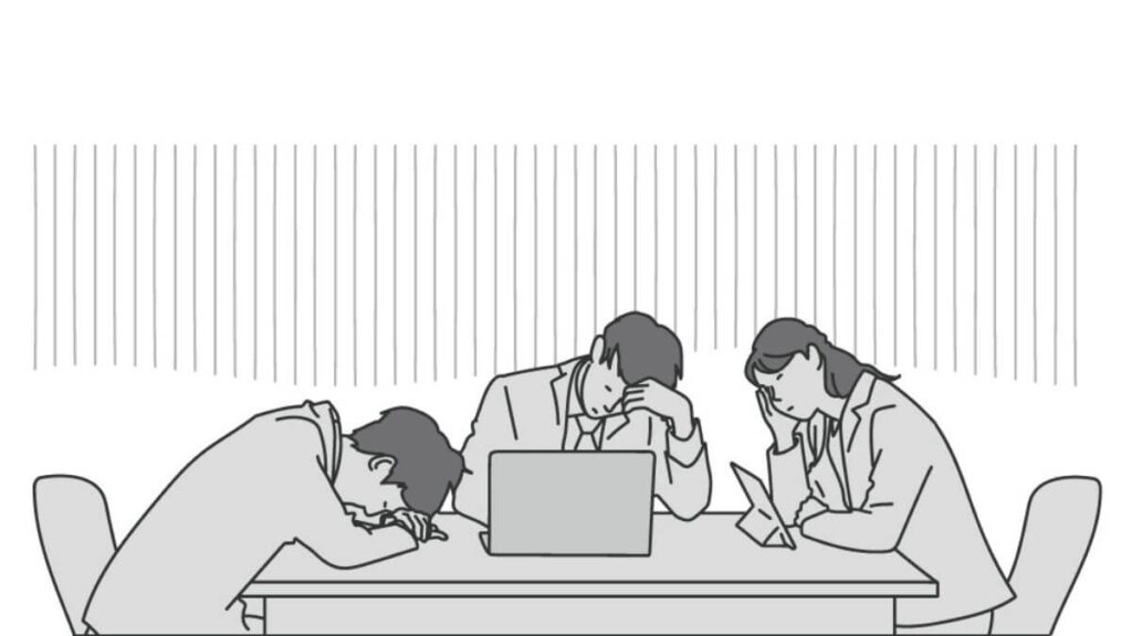 落ち込む肩を落とす男女3人