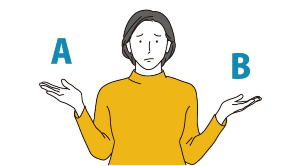 選択肢に迷う若い女性