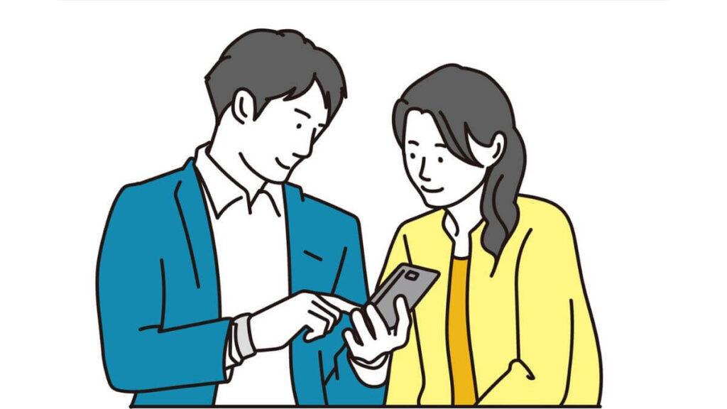 スマホで検索する男女2人