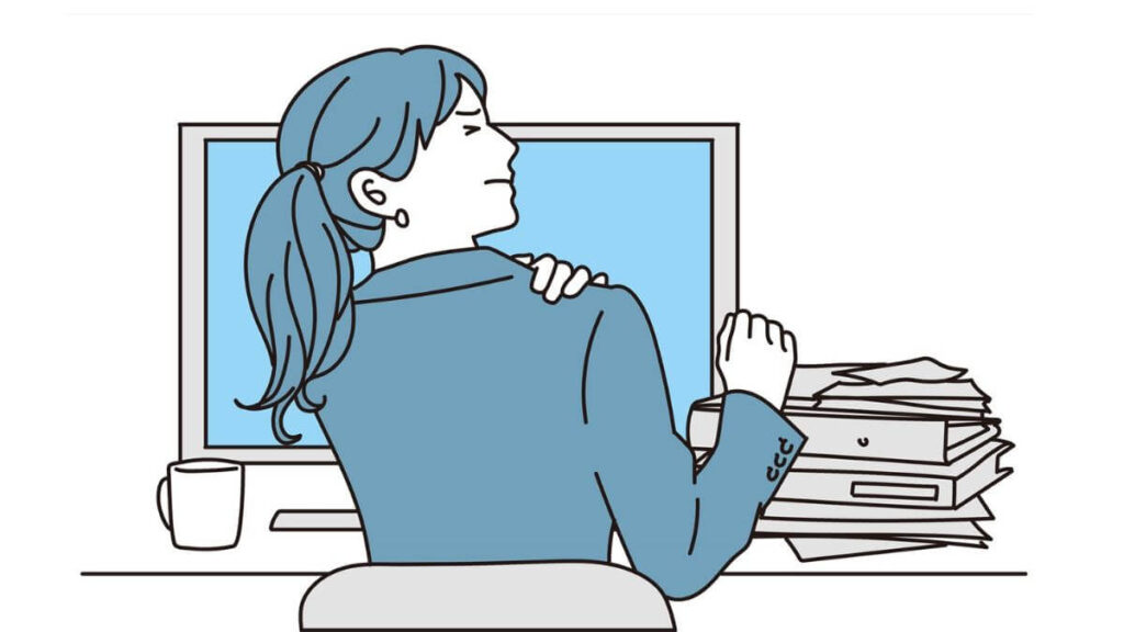 肩こりが辛そうなキャリアウーマン