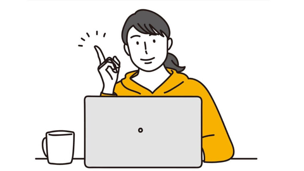 人差し指をあげて説明する若い女性