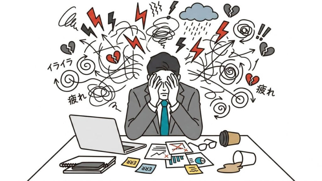 追い詰められメンタルが不調なサラリーマン