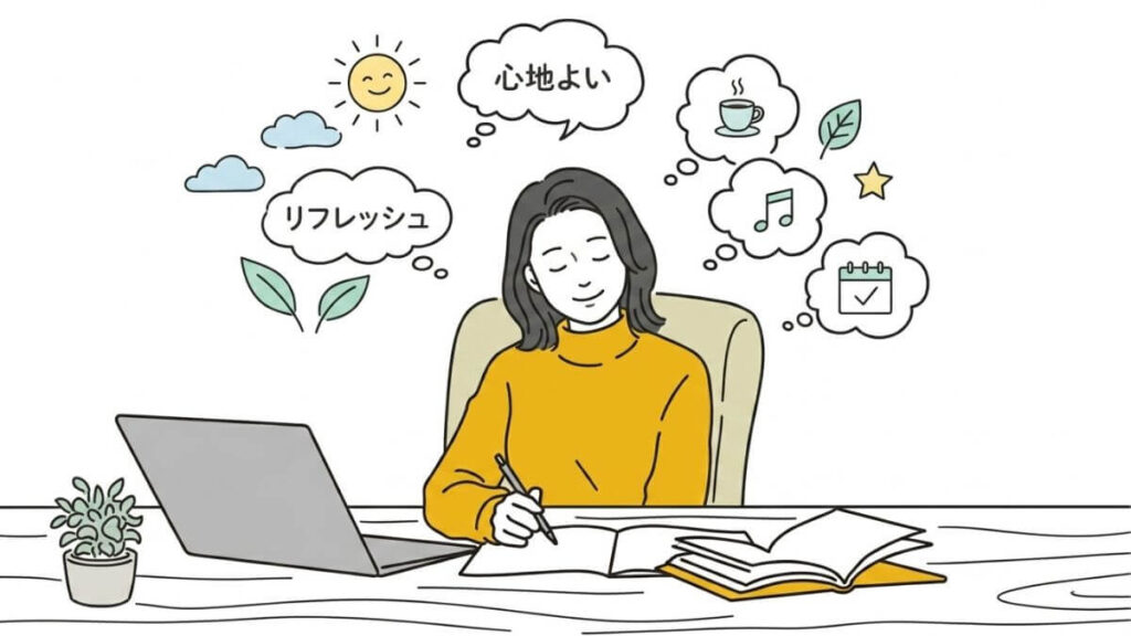 リラックスしながら仕事をする女性