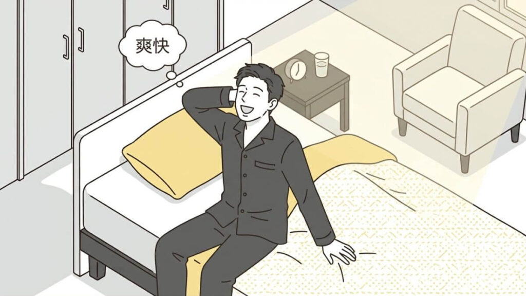 気持ちよく起きた若い男性