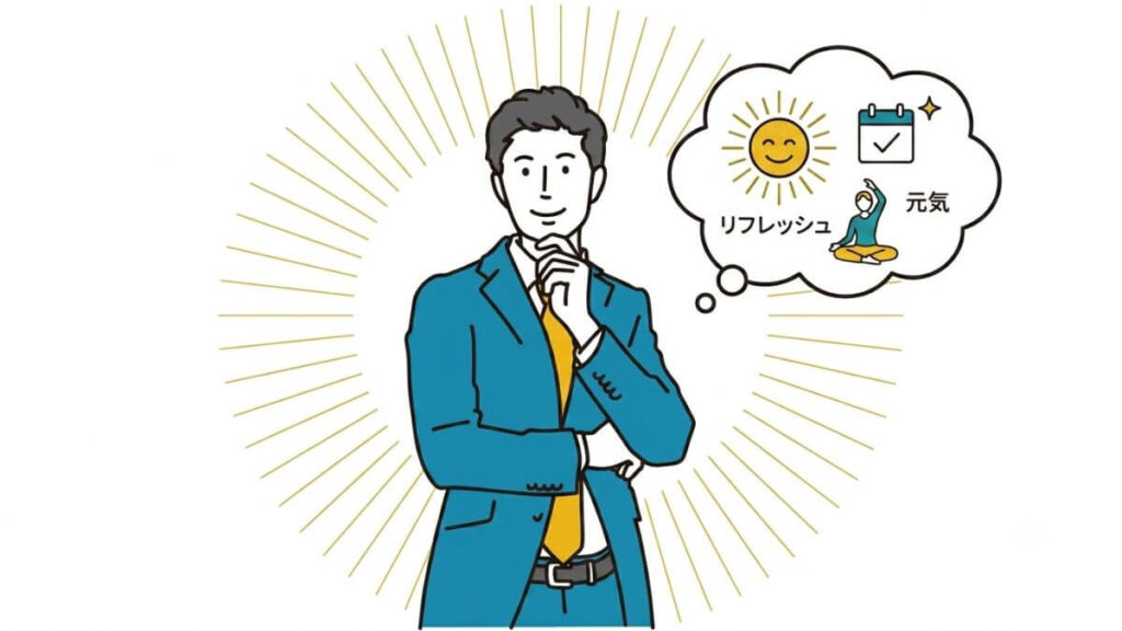 疲れの取り方をイメージしているサラリーマン