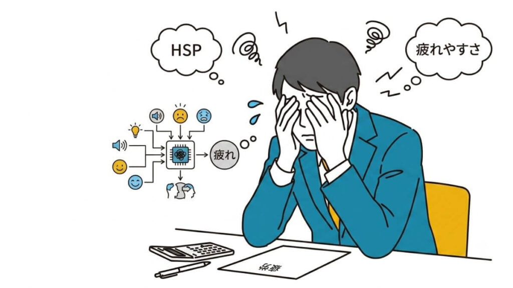 HSPや疲れについて悩んでいるサラリーマン